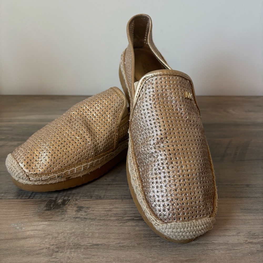 Michaelโ Kors Gold Glitter Espadrilles Flats Size 8.5